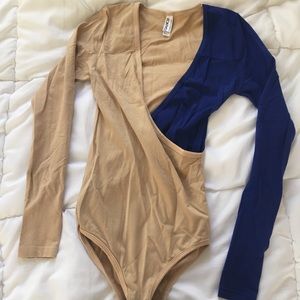American Apparel Dance Blue/Tan Bodysuit